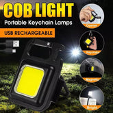 Mini COB Keychain Light, Rechargeable Small LED Flashlight, 800 Lumen, Portable 4 Light Modes Pocket with Folding Bracket Bottle Opener & Magnet Base, ..