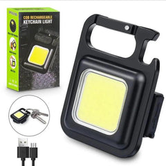 Mini COB Keychain Light, Rechargeable Small LED Flashlight, 800 Lumen, Portable 4 Light Modes Pocket with Folding Bracket Bottle Opener & Magnet Base, ..