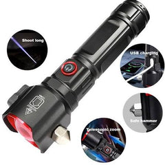 Multi-functional Powerful 2-in-1 Emergency Flashlight with Charging Bank Waterproof LED Powerful Torch 1KM Range Torch car seat belt cutter use cutter other multifunction