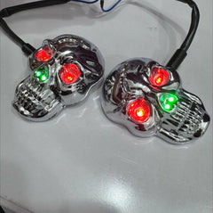 Special Decoration Fancy Stylish Skull Shape Motorcycle Indicators | Pack of 2 | Black